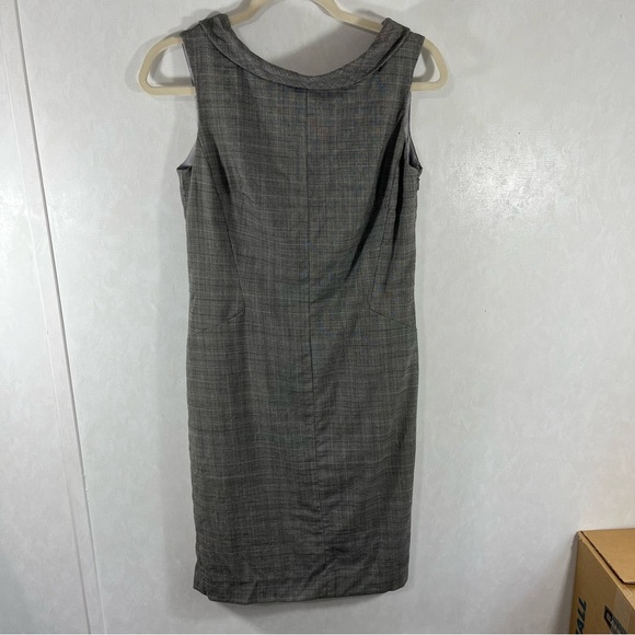 Banana Republic Vintage Gray Sheath Wool Midi Dress Scoop Neck Sleeveless - Picture 1 of 7
